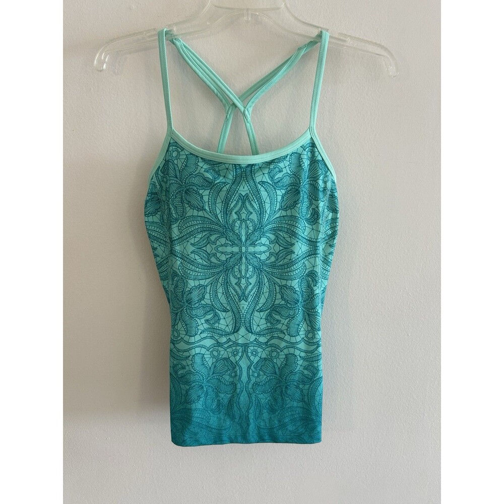 Athleta Harmonious Cami Strappy Tank Top Built In Bra Pads Teal Ombré Size XS
